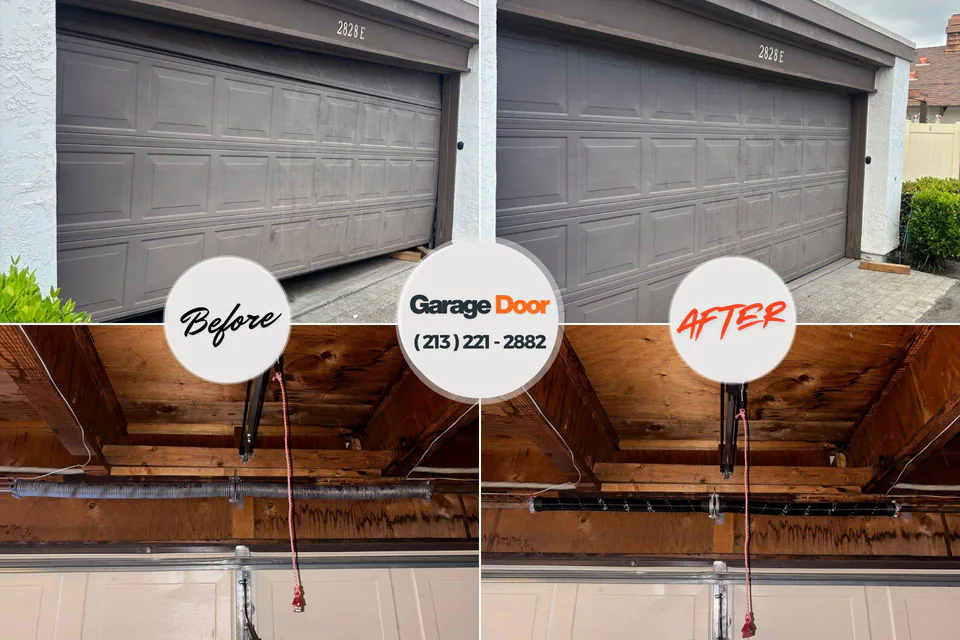 Before and after: garage door repair Trempealeau, WI